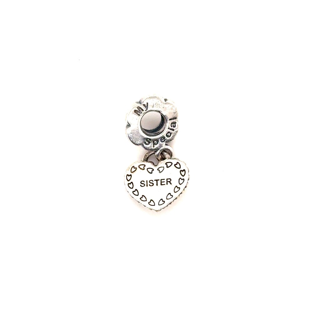 Pandora My Special Sister Heart Dangle Charm Sterling Silver S925 ALE 791383
